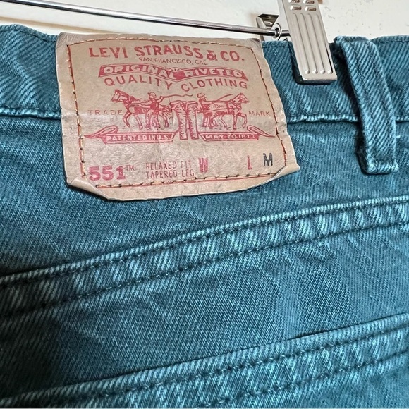 Vintage Levi’s 551 Green/Blue USA Tapered Relaxed Fit Jean - Picture 9 of 15